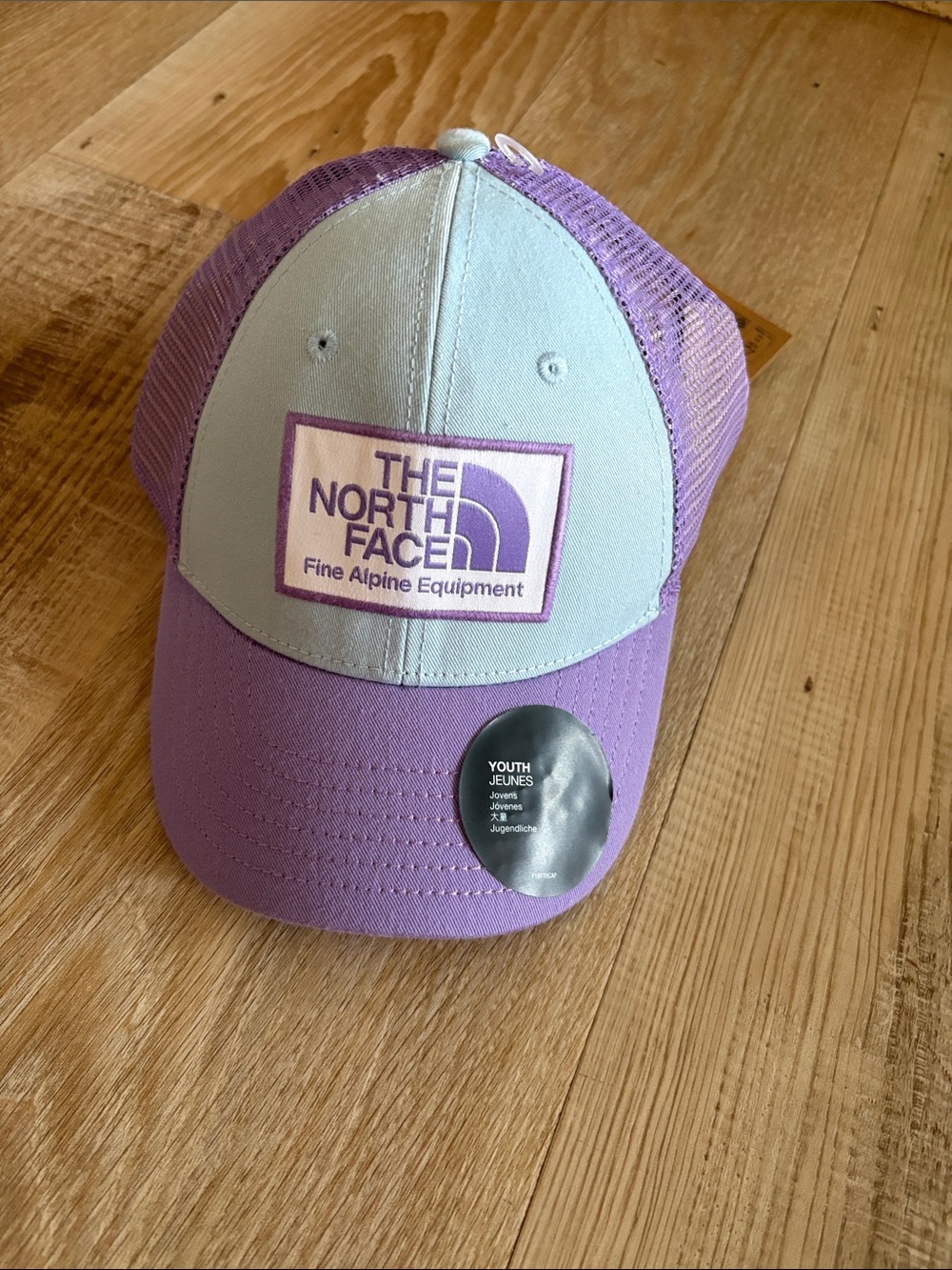 The North Face Youth Trucker Hat in Light Blue and Lavender One Size NWT